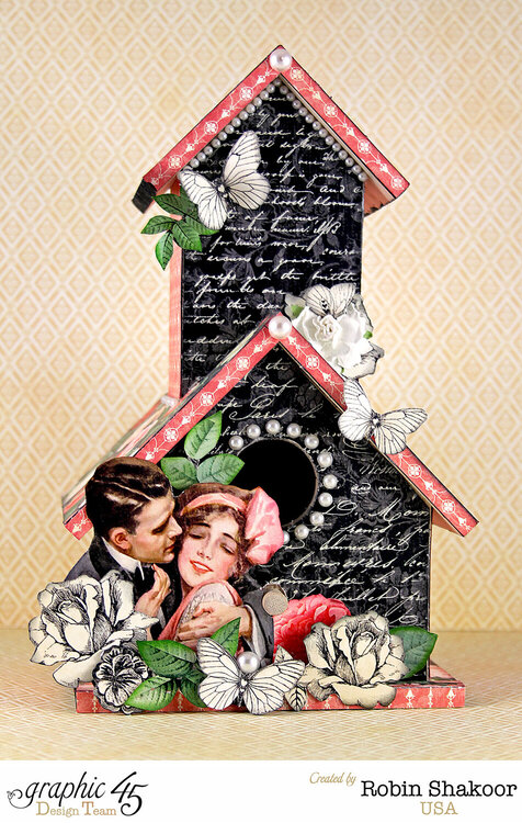 Graphic 45 - Mon Amour Altered Birdhouse