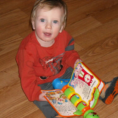 Evan with book...