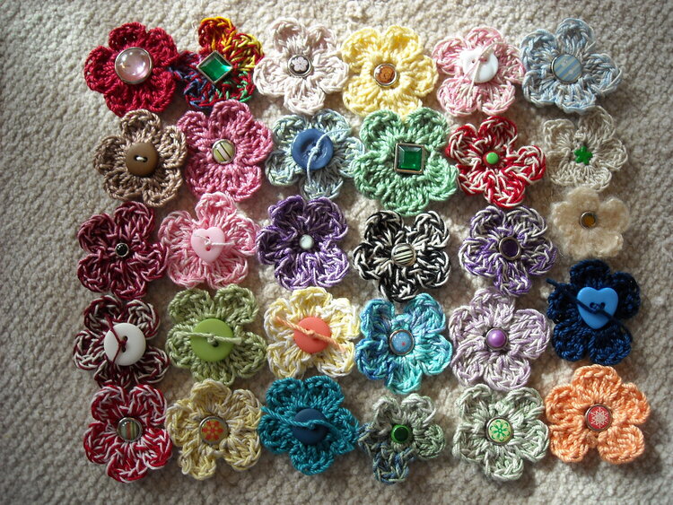 5 Petal Crocheted Flowers