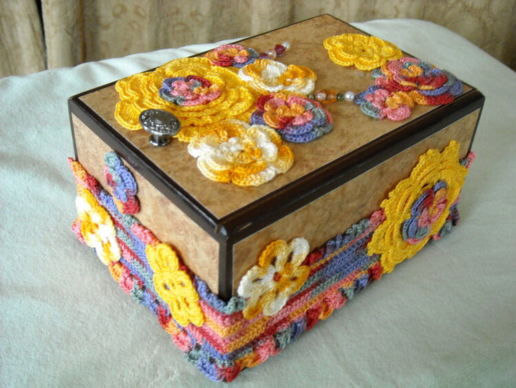 Altered Cigar Box (top, side and front) Desktop Trash Container