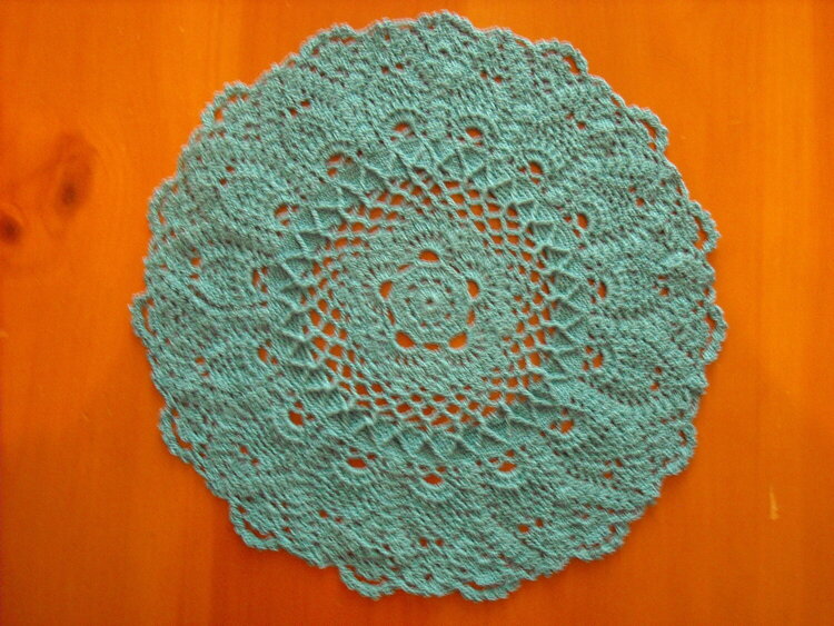 Aqua Crochet Doily 13&quot;