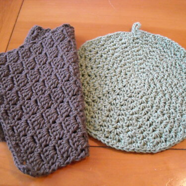 Crochet Dish Cloth &amp; Potholder