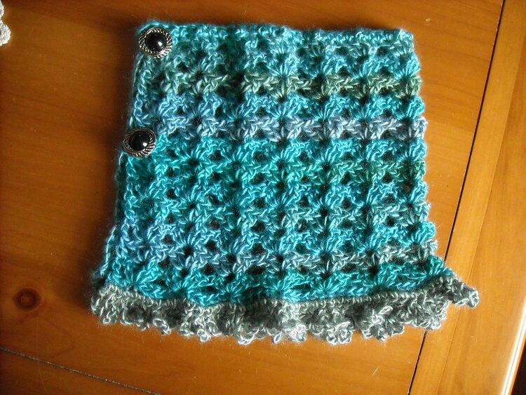 Verigated Aqua Cowl Neck