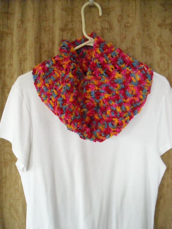 Multi colored Crochet Cowl Neck.