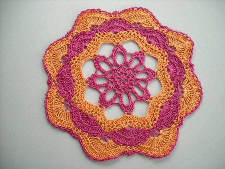 Melon and Rose Crochet Doily