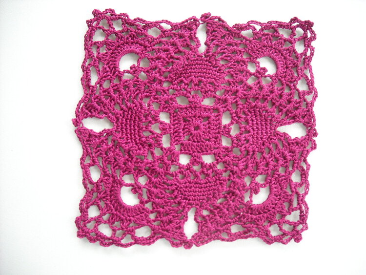 12&quot; Fushia Hand Crocheted Doily