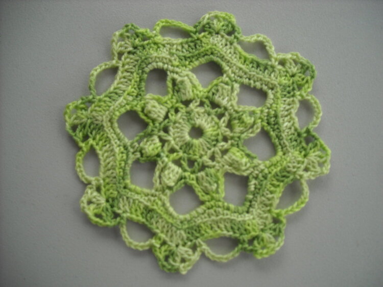 Small Verigated Green Crochet Doily