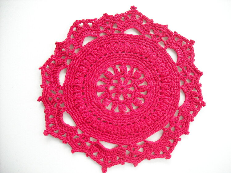 9&quot; Hot Pink Crocheted Doily