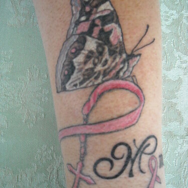 Kathi&#039;s Breast Cancer Tattoo (Left Forearm)