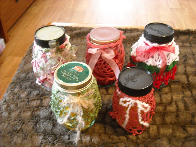 Assorted Crocheted Jar Covers