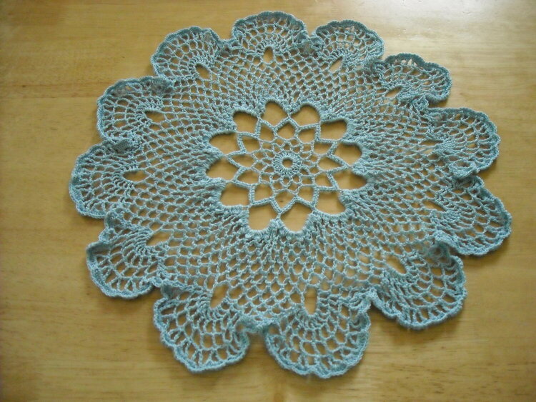 Blue Round Crochet Doily