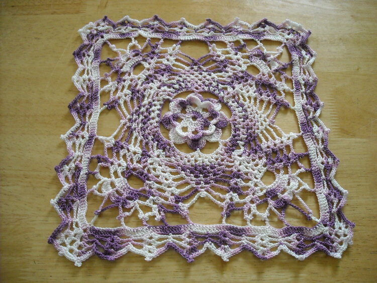 Purple Verigated Square Crochet Doily