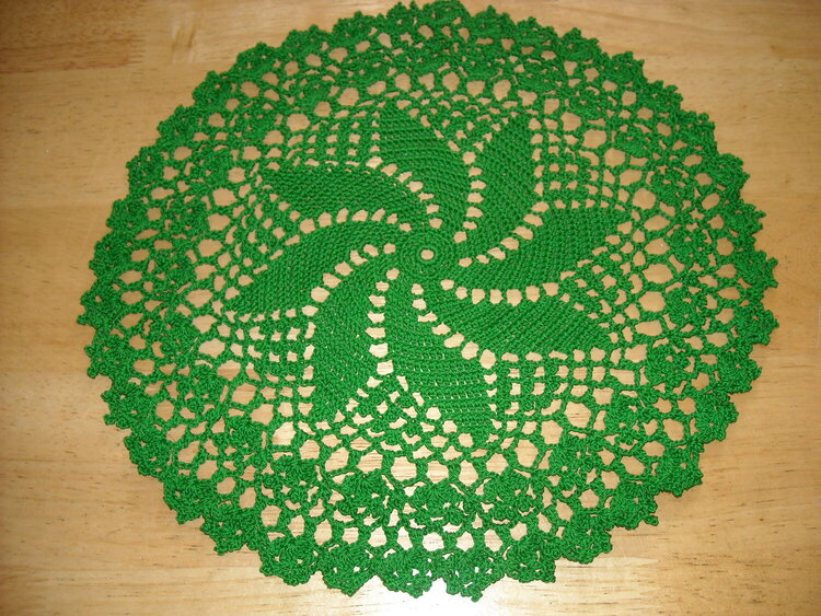 Medium Green Round Crochet Doily