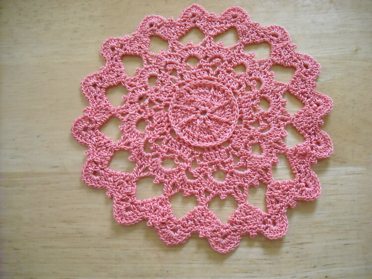 Medium Pink Crocheted Doily