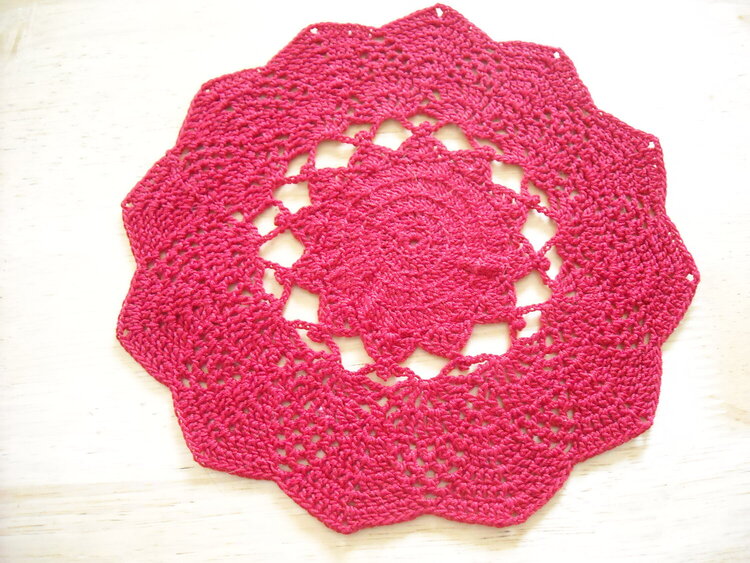 Hot Pink Crochet Doily 12&quot;