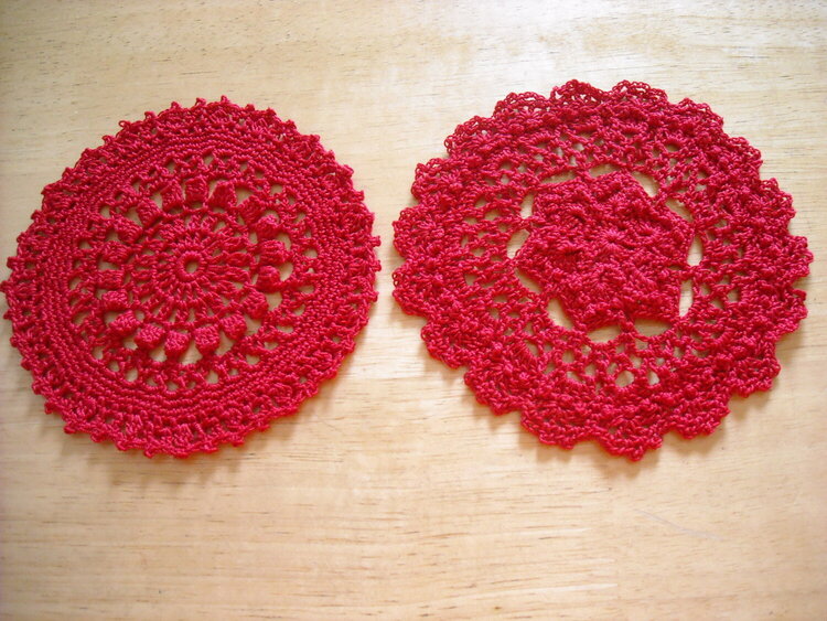 Two Round Crochet doilies 5.5&quot; and 6.25&quot;