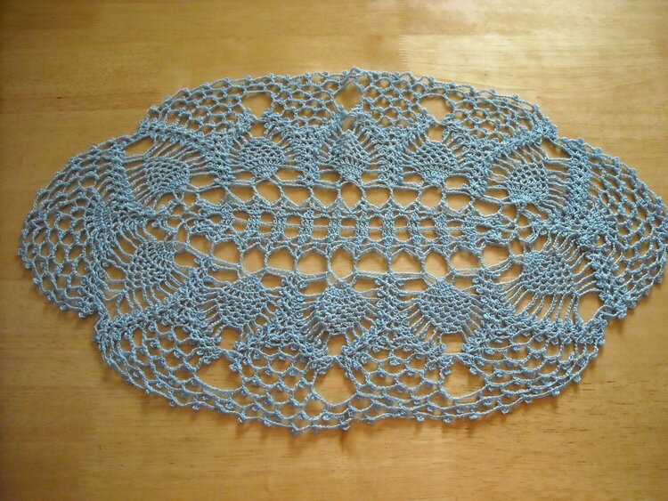 10&quot;by18&quot; Blue Crocheted Doily