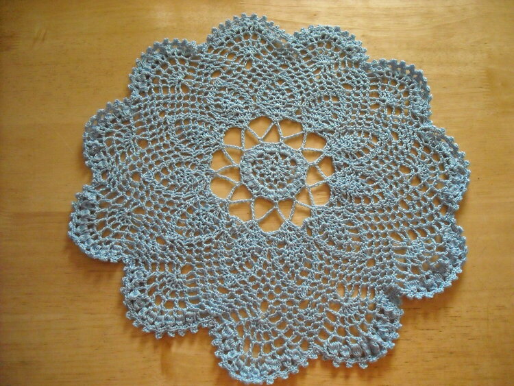 14&quot; Blue Crocheted Doily