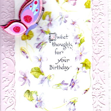 Vintage Victorian Purple Flower Birthday Wishes