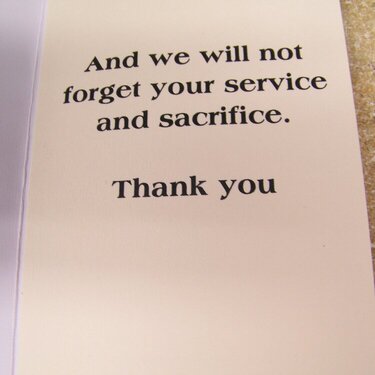 Card for the Troops inside