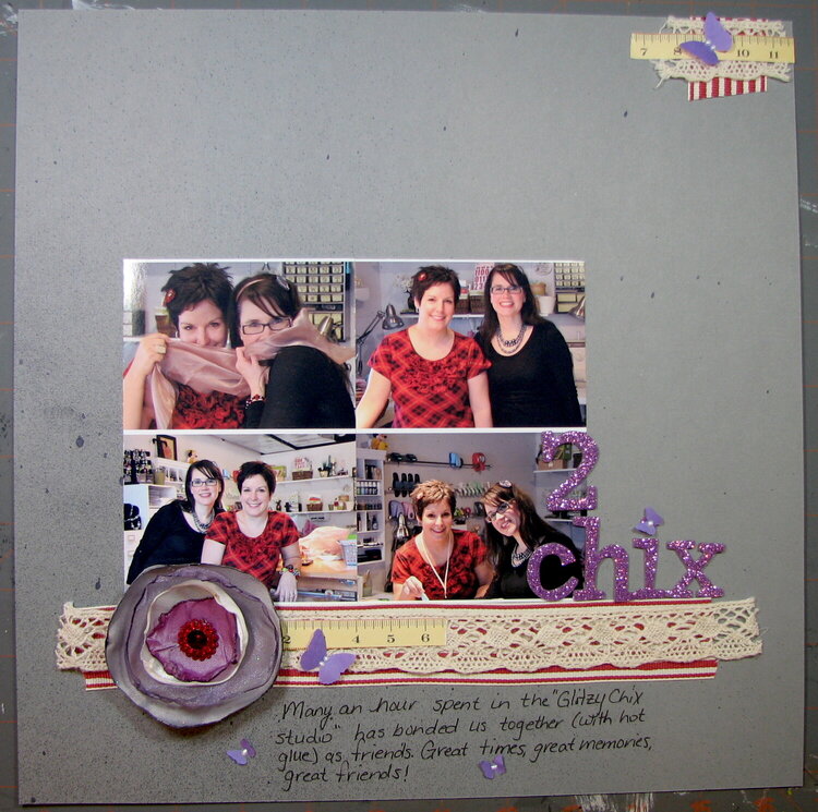 NSD He Loves Me Flower Challenge: 2 Chix Layout