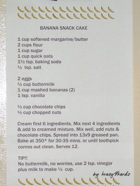 MINI WK 3...[POD]...[13 sweet]...Banana Snack Cake