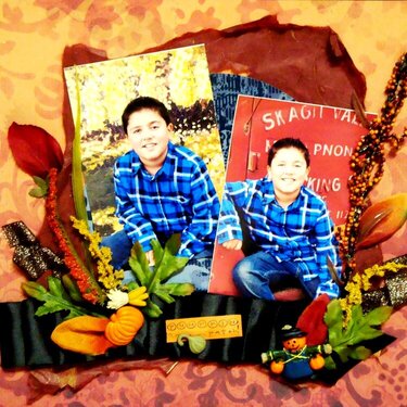 My son and the pumpkin patch