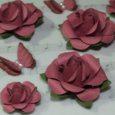 Strawberry Wine Handmade Roses and Butterflies