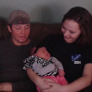 My little sweet cheeks with her mommy and mommy&#039;s boyfriend.