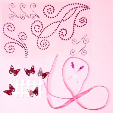 Handmade pink embellishment kit