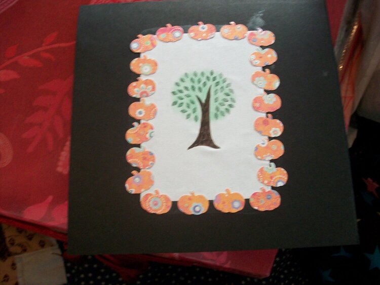 Pumpkin and tree halloween card