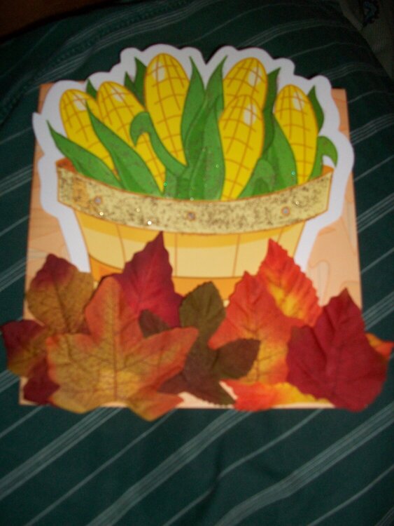 Happy Thanksgiving corn basket card