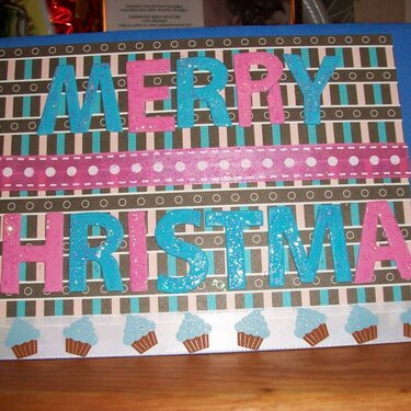 Blue and Pink Christmas card