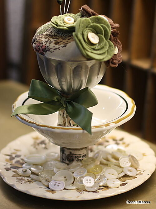 3 tier pin cushion and plate
