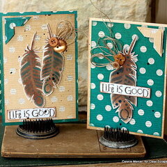 Feather layering stencil cards