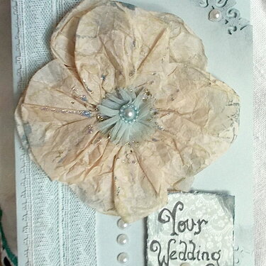 Tea Dyed coffee filter flower Wedding Card