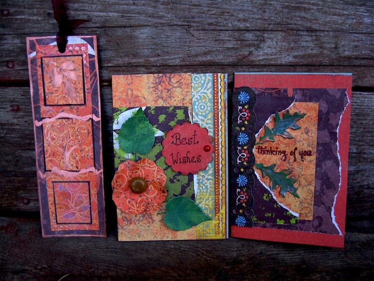 Fall coiour cards and a bookmark.