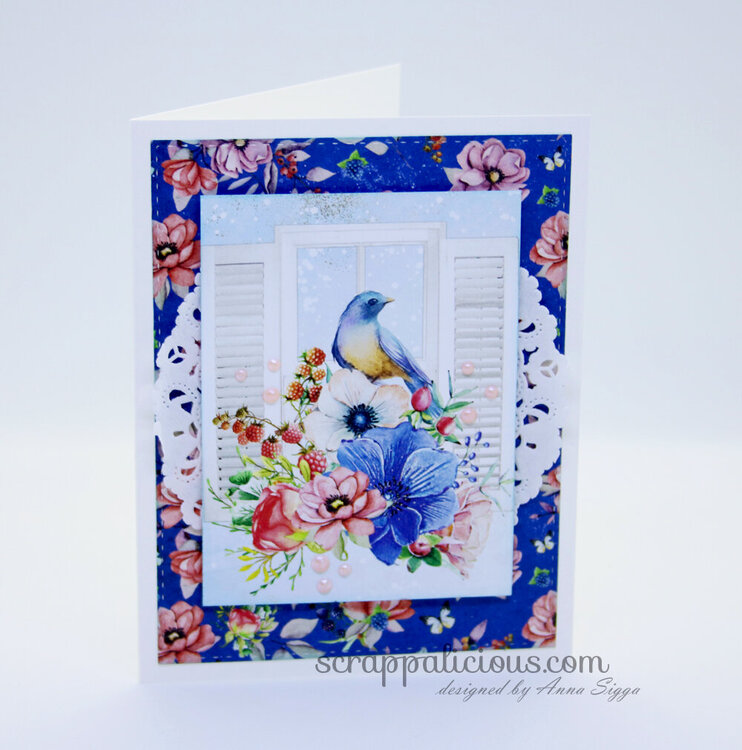 Blue floral-bird