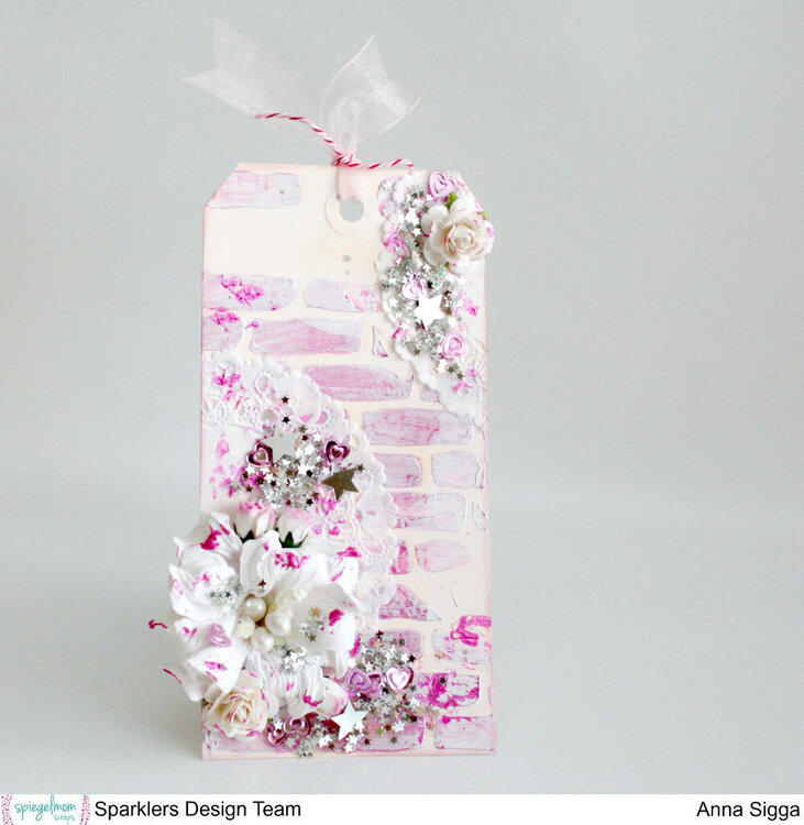 Pink sparkly tag