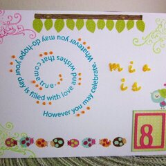 Mia is 8 b-day card