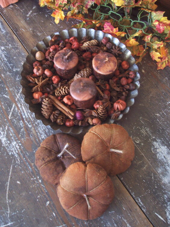 Grungy Candles and Pumpkins