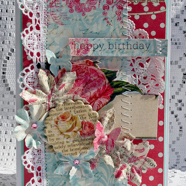 New Prima Rasberry Tea &amp; Shabby Chic Card