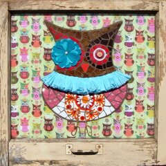 "HOOT" Owl Vintage Window Wall Art