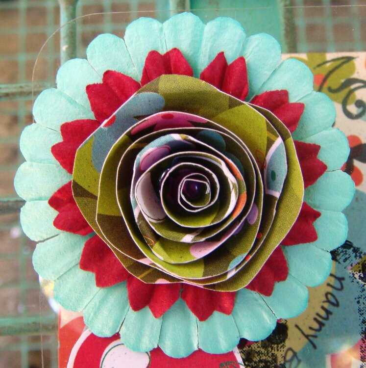 Happy Birthday Card Rosette Flower Close Up