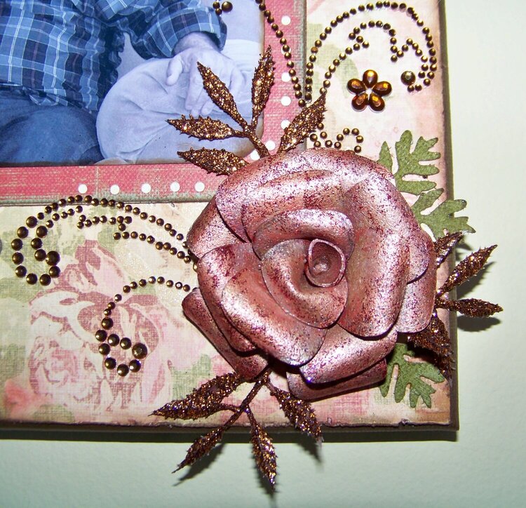 Close up of rose I made with grunge paper