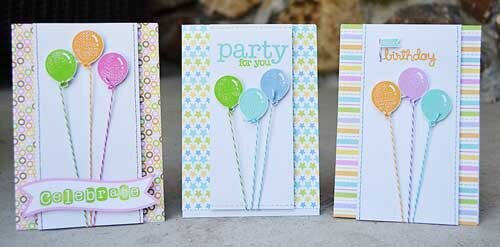 stamped balloon card trio...