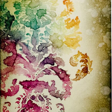 Brushless Watercolor with Distress Damask