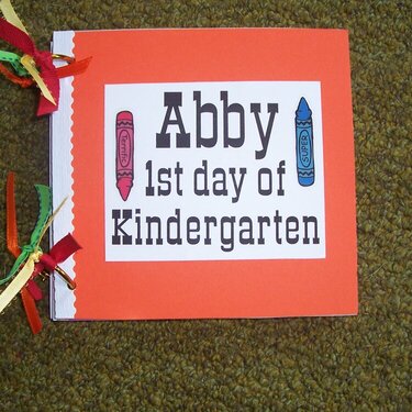 First Day of Kindergarden 6 x 6 chipboard album