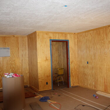 View of closet with walls and molding in place.
