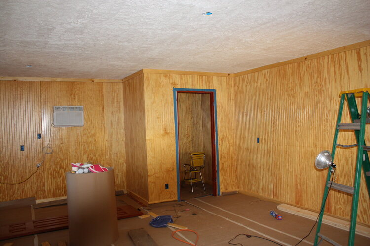 View of closet with walls and molding in place.